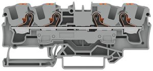 Durchgangs-Reihenklemme WAGO TOPJOB S 6mm² 41A 800V Push-in 4×1 TH35 grau/gelb