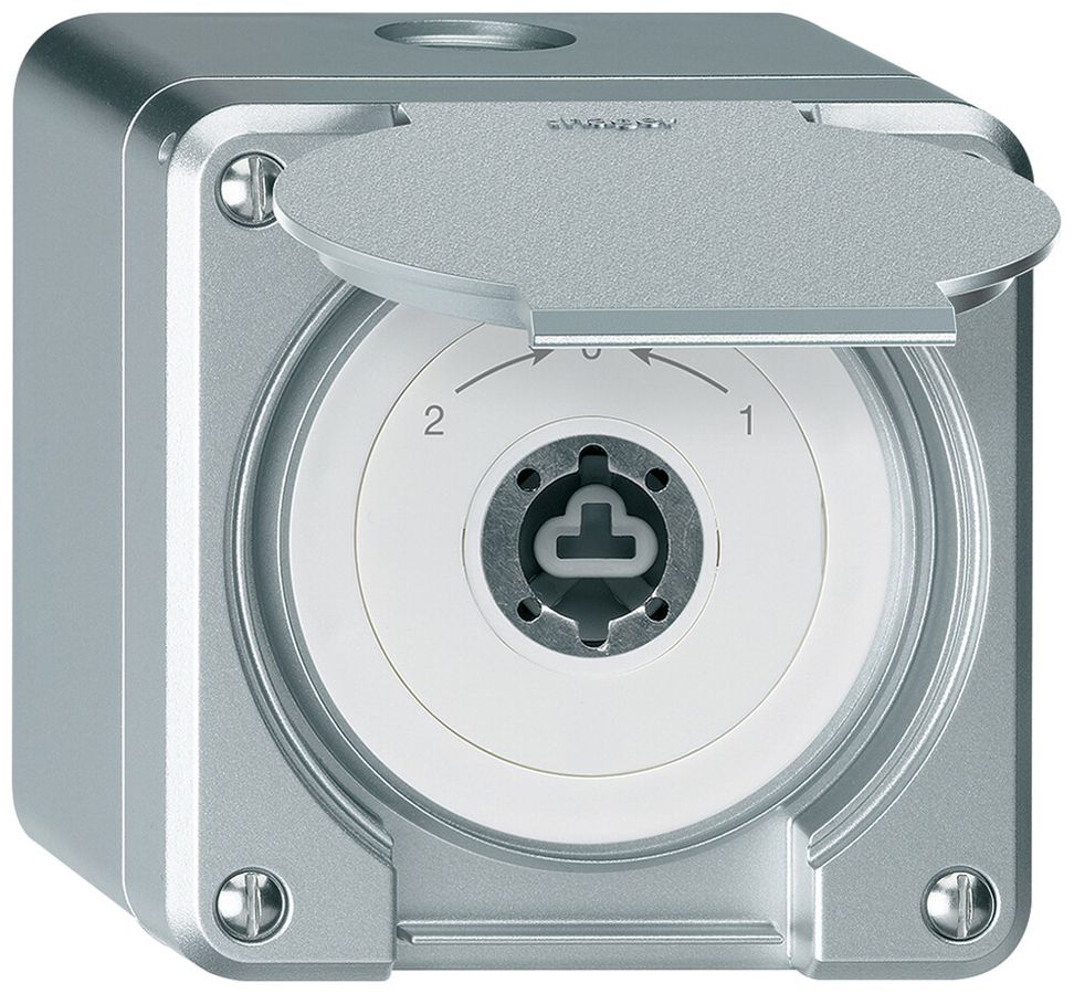 AP-Schlüsselschwenktaster robusto IP55 aluminium mit Deckel ohne Zylinder Wechs.