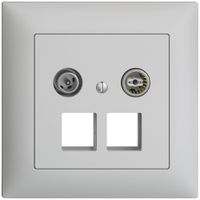 UP-Multimediadose 11dB Edue FMI, Enddose/Durchgangsdose, f.2×RJ45 Keystone, hgu