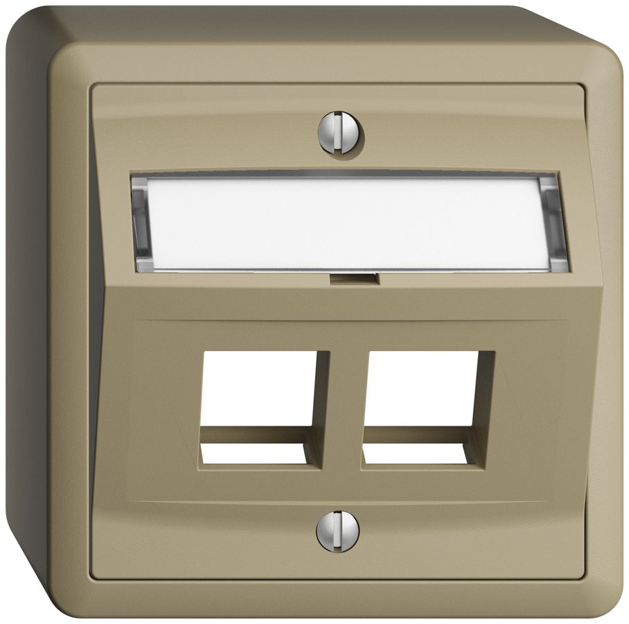 Kit montaggio AP EDIZIOdue, con cappa di uscita obliqua, per 2×Keystone, sand