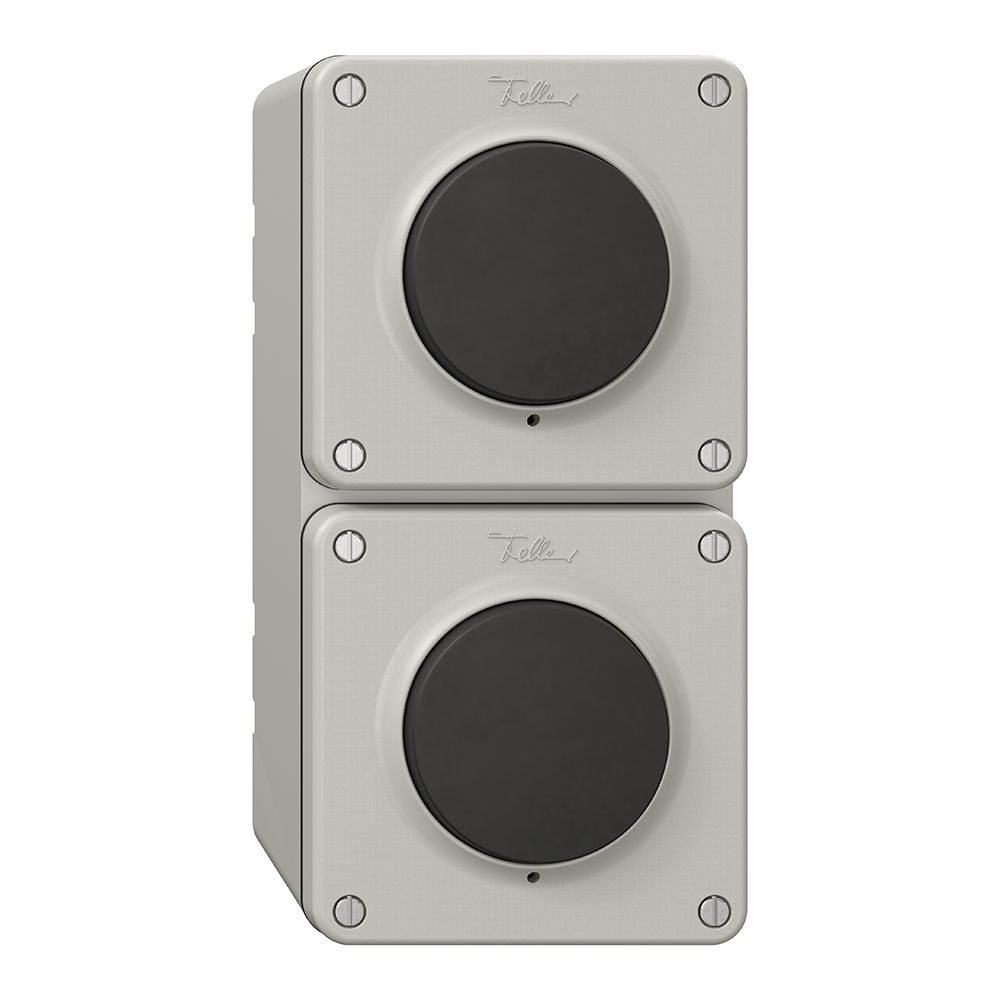 NAP-Kombination NEVO, 2×Druckschalter Schema 3/1L, lichtgrau