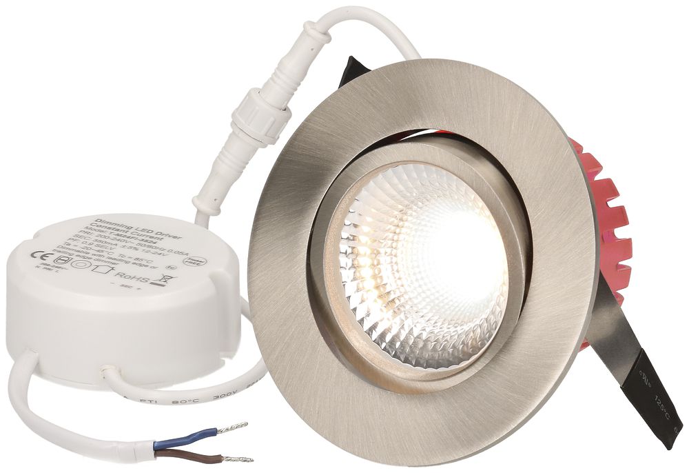 EB-LED-Spot maxLUCE SOLVO-IP65 8W 230V DIM 750lm 930 Loch-Ø80mm 38° IP65 nickel