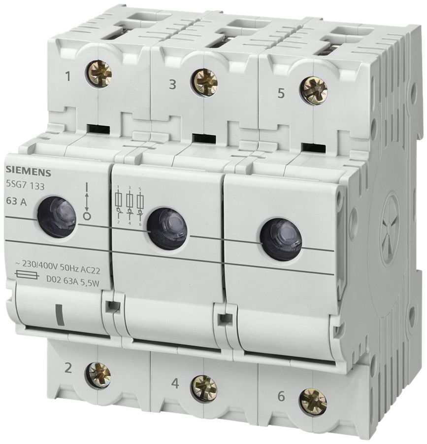 Lasttrennschalter Siemens MINIZED 5SG7 mit Sicherung D02 3LN 400V 63A 6TE