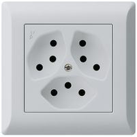 UP-Steckdose kallysto.line 3×T13/1 hellgrau mit Kinderschutz