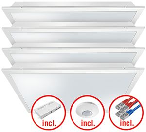 EB-LED-Leuchtenset ESYLUX CELINE-2 625×625 4×30W 827…865 16000lm opal