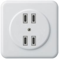 UP-USB-Ladesteckdose Hager basico 2×C-C 2×20W oder 4×10W 5V 86×86mm weiss