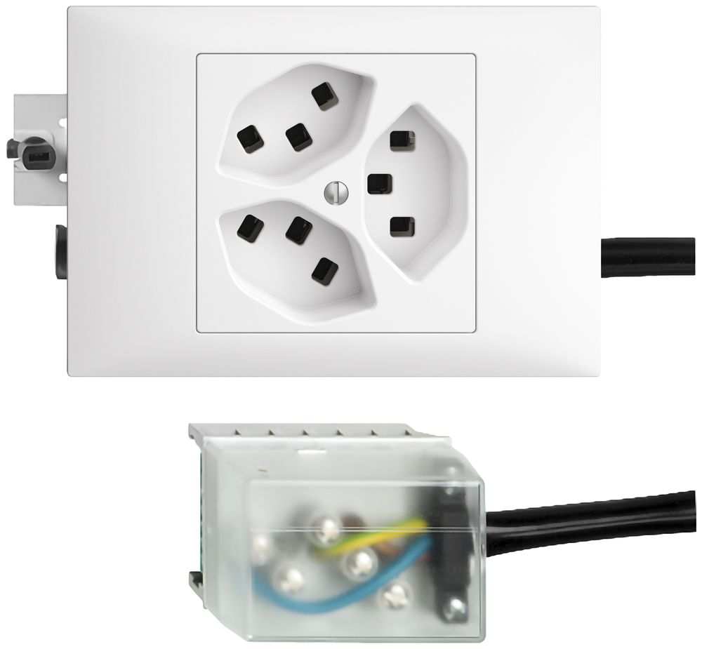 Presa INS 3×T23 16A bianco 53mm L2 EDIZIOdue per Ecobus power