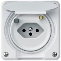 Prise FI robusto 1×T13 30mA 10A 250V 86×86mm IP21 blanc