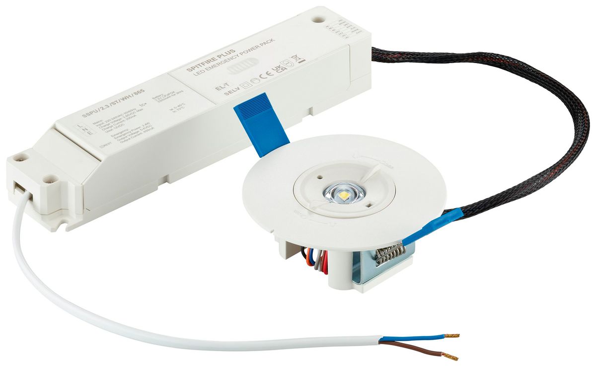 EB-LED-Sicherheitsleuchte Philips EM151B 3W 328lm 6500K bat 3h ST Ø95×31mm weiss