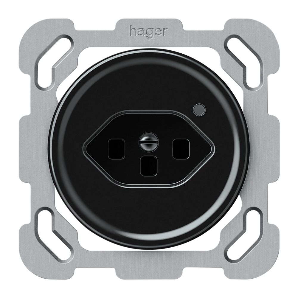 Prise ENC origin 1×type 23 lum.vert 16A 230V 77×77mm noir