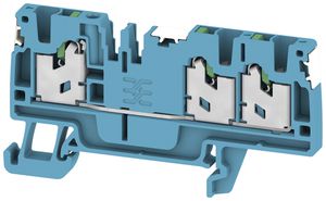 Durchgangs-Reihenklemme S3C 2.5 DL BL 2.5mm² 24A 800V SNAP IN 3×1 TH35 blau