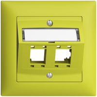 UP-Montageset EDIZIOdue, mit Schrägauslasshaube, für 2×RJ45, lemon