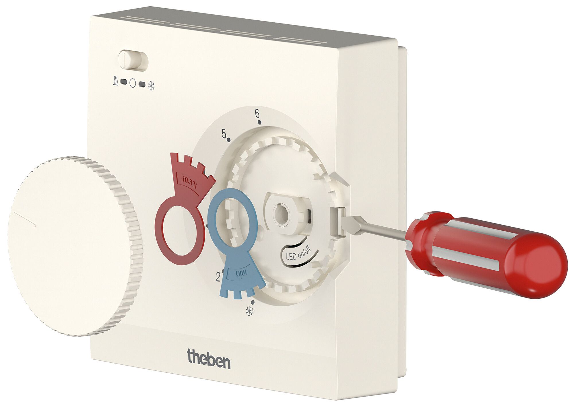 Termostato ambiente AP Theben RAMSES 708 S 230V AC 5…30°C 10A 76×76mm bianco