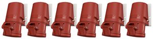 Set di prese AP CEE Mennekes 3LNPE 16A rosso 6 pezzi