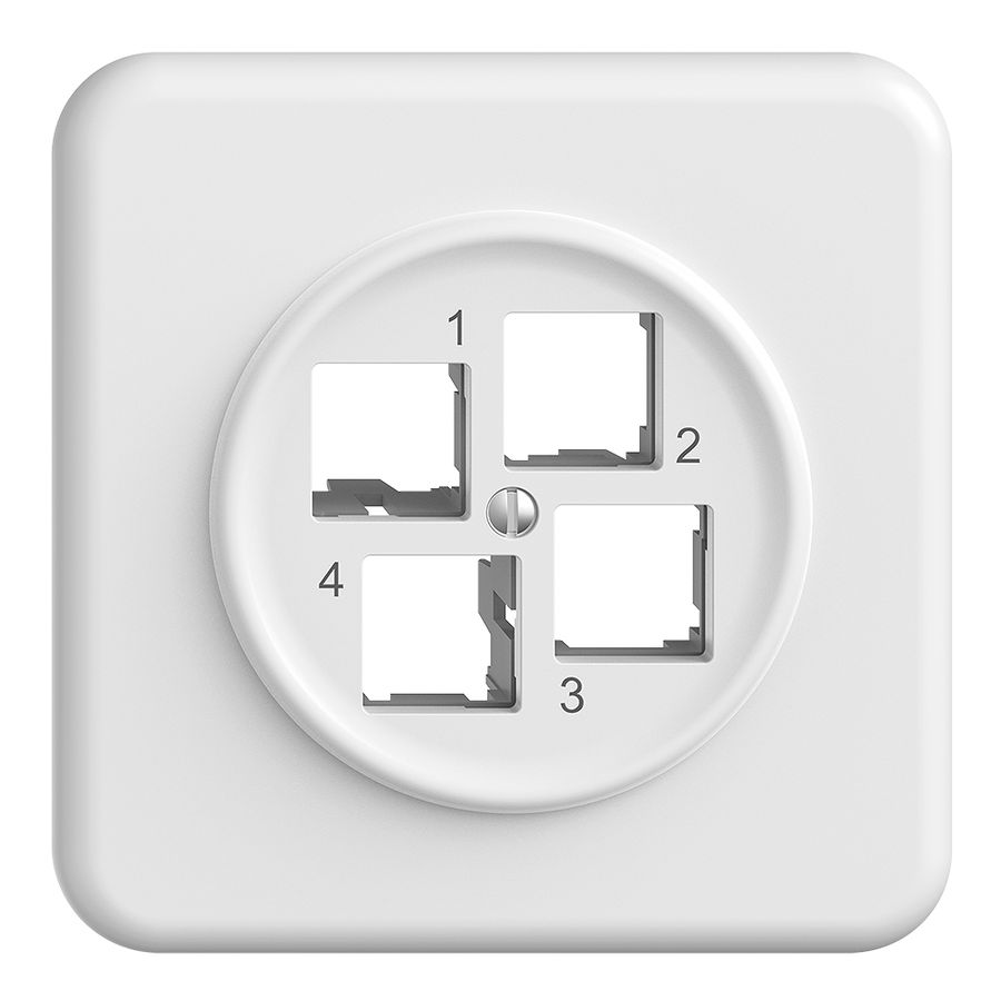 Kit de montage ENC Sdue QMI EASYNET S-One, pour 4×RJ45, sortie droite, blanc