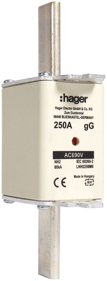 Fusible HPC Hager DIN2c 690VAC 250A gG/gL avertisseur double inoxydable