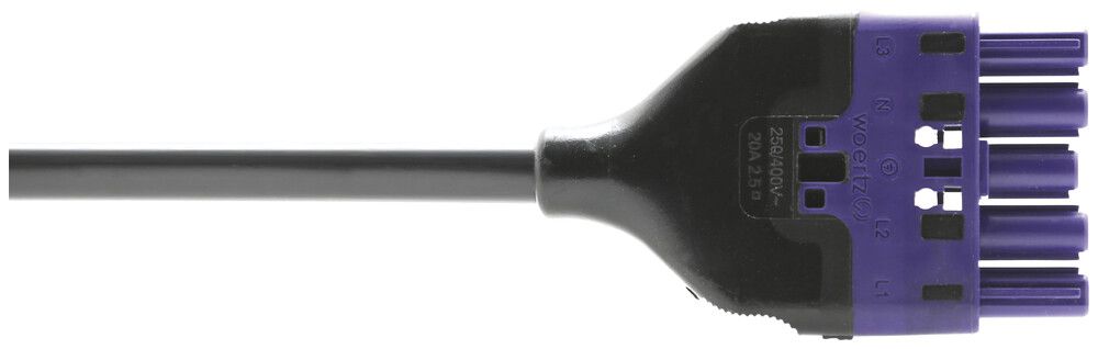 Câble de raccordement Woertz, prise 5L C1, 2m, sans halogène, fin libre, Cca