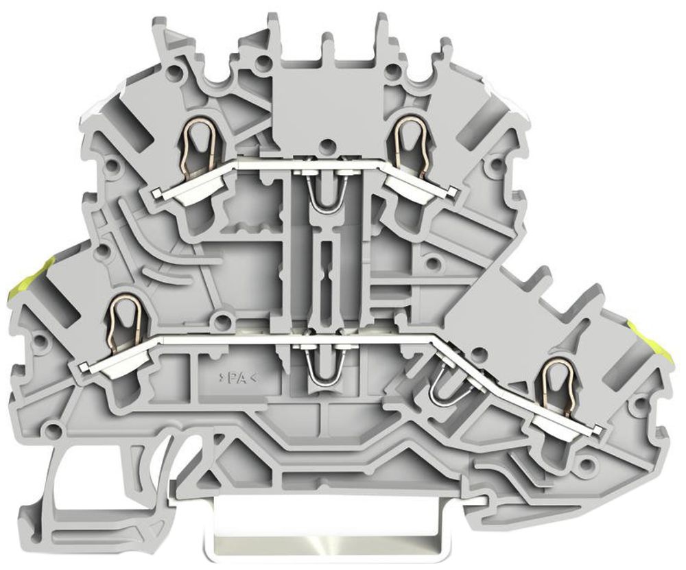 Borne à 2 étages WAGO TopJopS 2000 1mm² L/L jaune 13.5A 500V TH35 gris