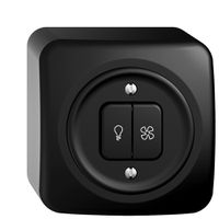 Interr.p.luce+ventilazione AP STANDARDdue nero LED giallo