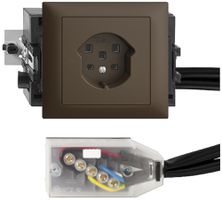 EB-Steckdose EDIZIOdue T25 16A coffee 53mm für Flachkabel Technofil