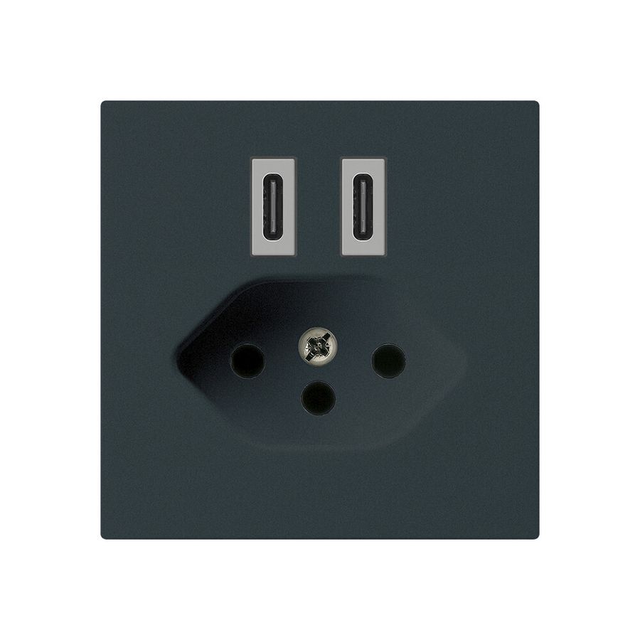 Prise de charge USB Hager kallysto C-C 20W+T13 5V 60×60mm noir