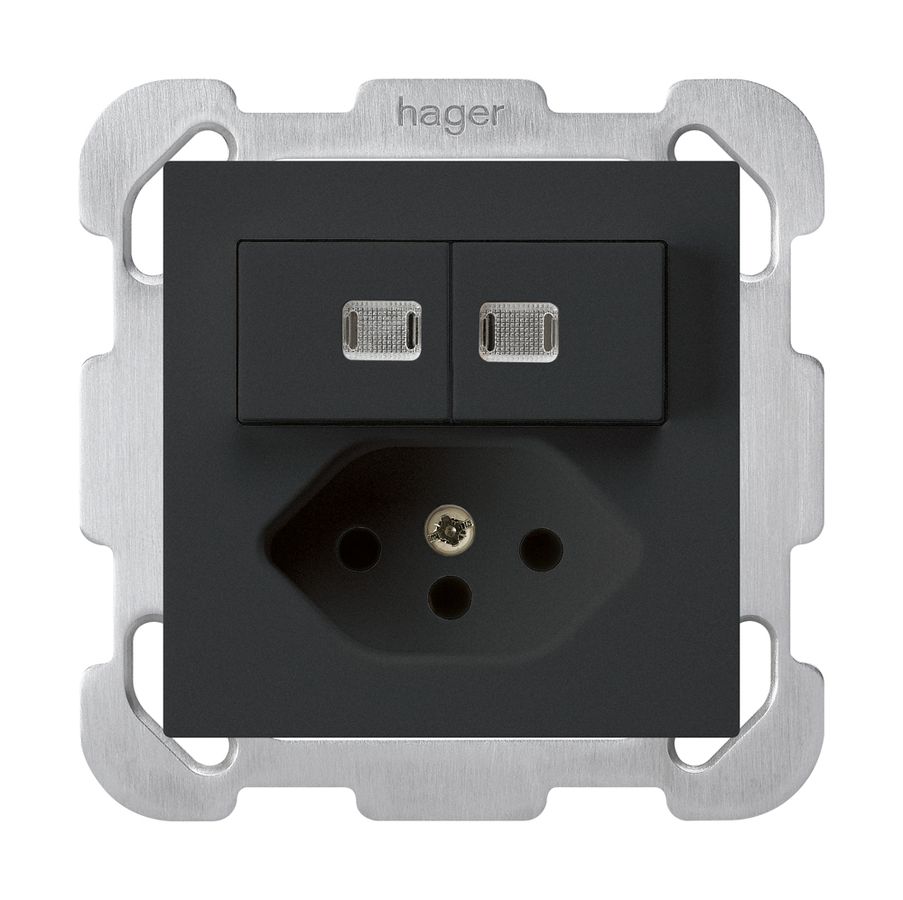 UP-Leuchtkombination 1/3+3/1P+T13 schwarz kallysto 2 Linsen Befestigungsplatte