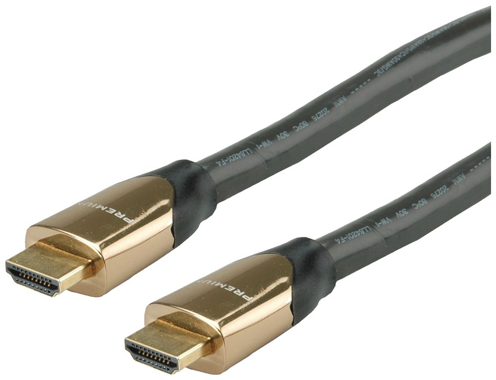 HDMI-Kabel ROLINE Premium 4K@60Hz (HDMI 2.0) HDR 3D Ethernet schwarz 9m