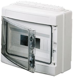 Coffret de distribution AP Gewiss 40 CDE 1 rangée 12UM porte IP65 260×298×140mm