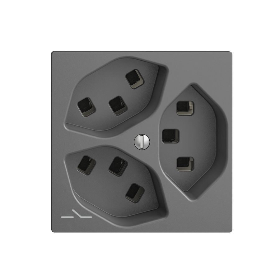 Steckdose 3×T23 Feller EDIZIOdue F, 1×getrennt, Steckklemmen, dunkelgrau