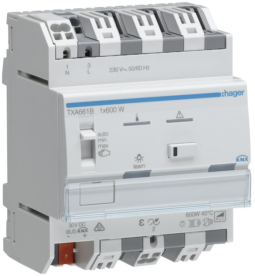 REG-Dimmaktor Hager TXA661B KNX easy 1×600W 4TE