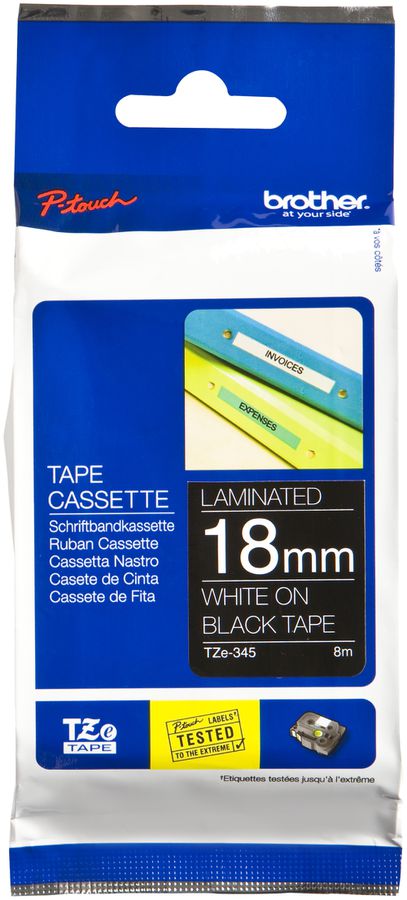 Schriftbandkassette Brother TZe-345 18mm×8m, schwarz/weiss