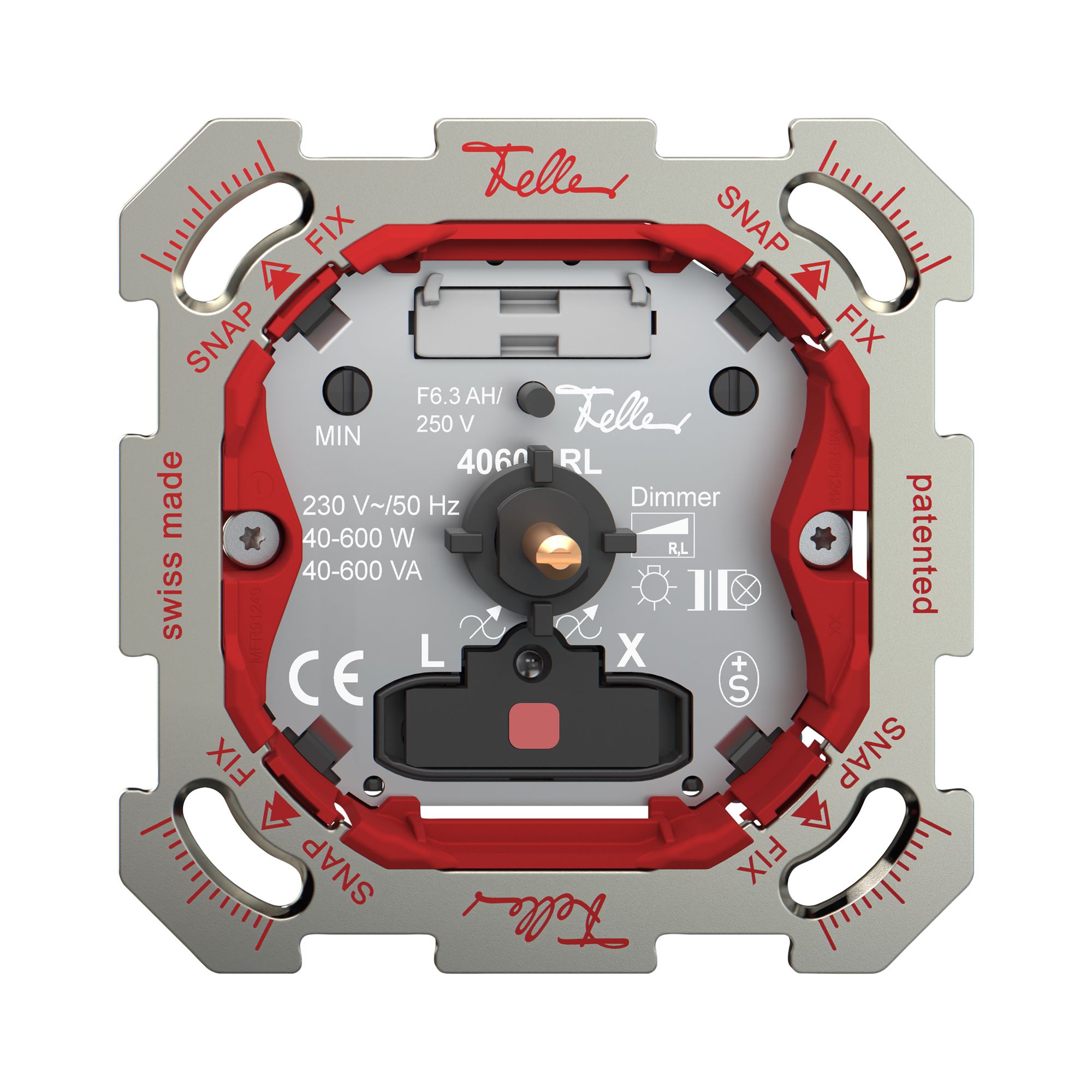 UP-Dimmer Feller SNAPFIX® bel.rt Phasenanschnitt 40…600W/40…600VA
