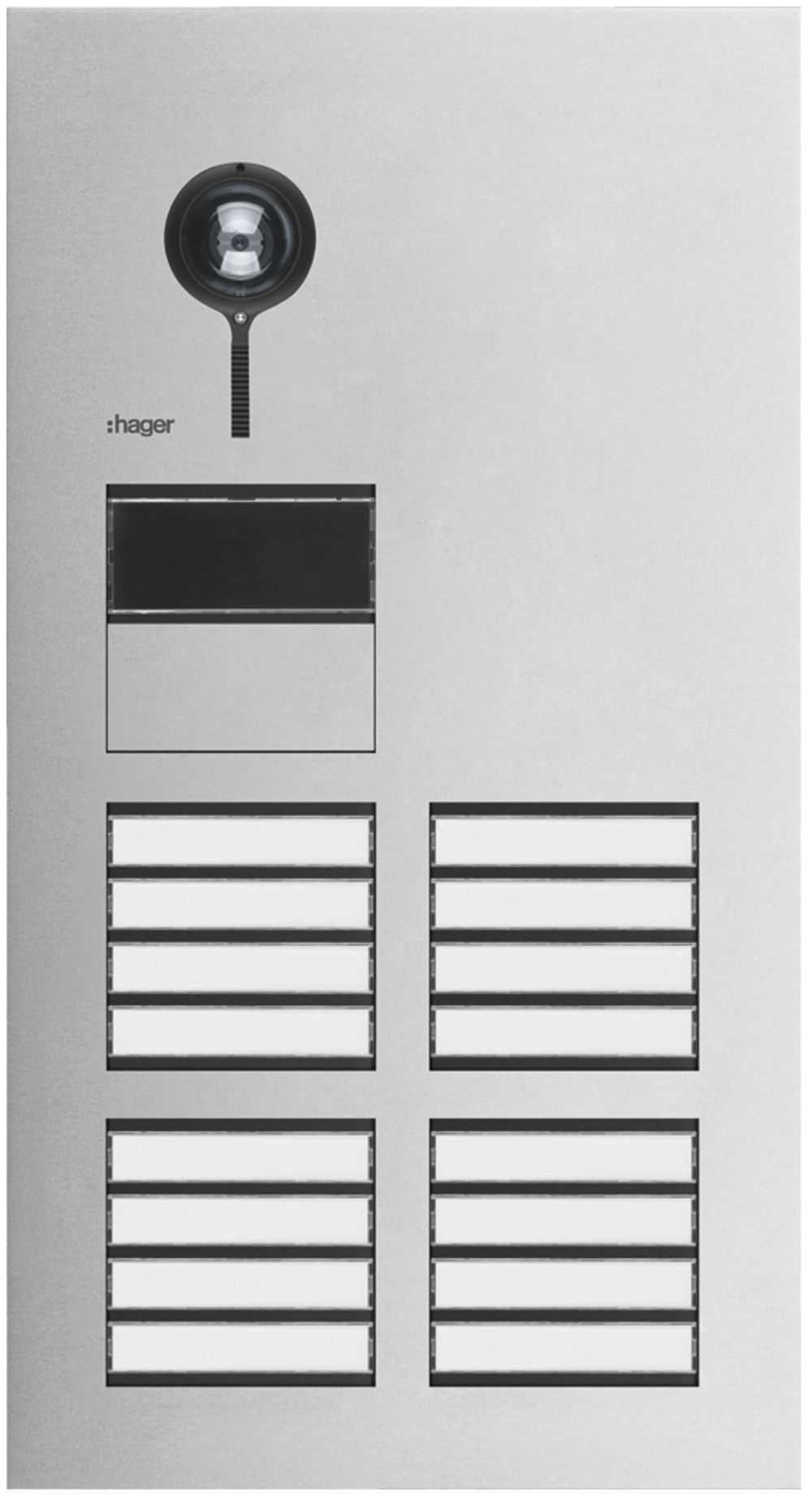Aussenstation Video Hager elcom.one 2-Draht mit LED für 16Wohnungen Edelstahl