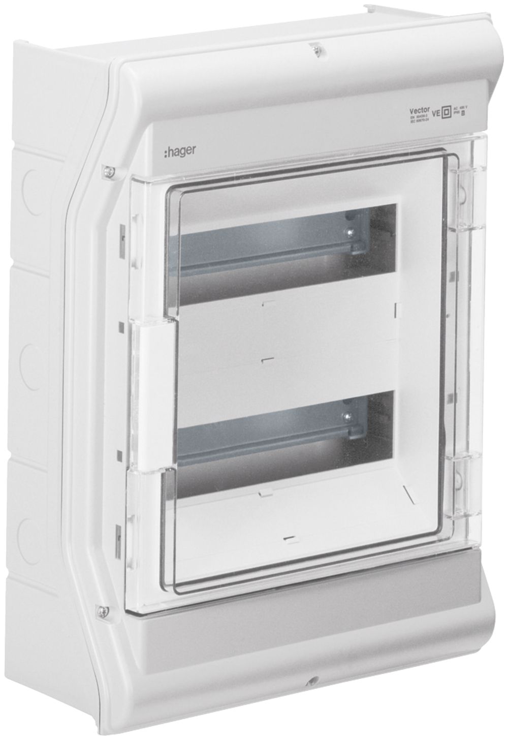 Coffret de distribution AP Hager vector 2 rangées 12UM IP65 310×427×151mm