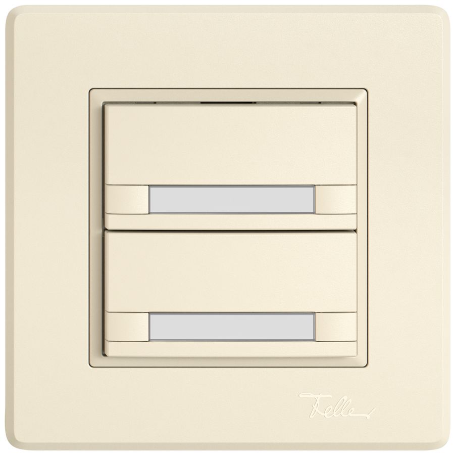 Poussoir universel ENC EDIZIO.liv UNI SNAPFIX® 5…48V s.LED 2× comm.2T étiqu.cr