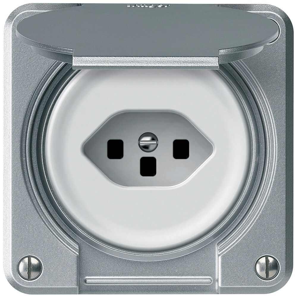 UP-Steckdose robusto 1×T23 16A 250V 86×86mm IP21 Aluminium