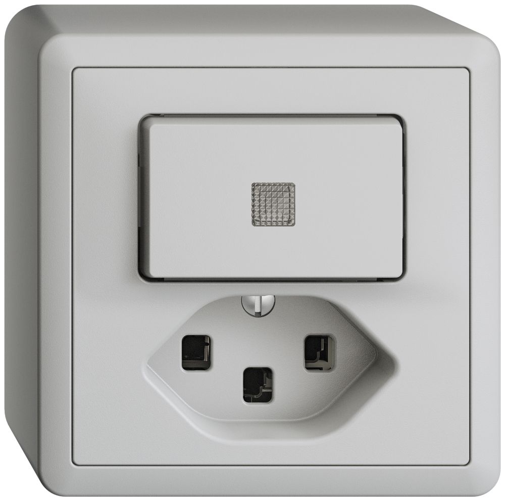 AP-Leuchtkombination 3/1L+T23 hellgrau LS EDIZIOdue mit Linse, LED gelb