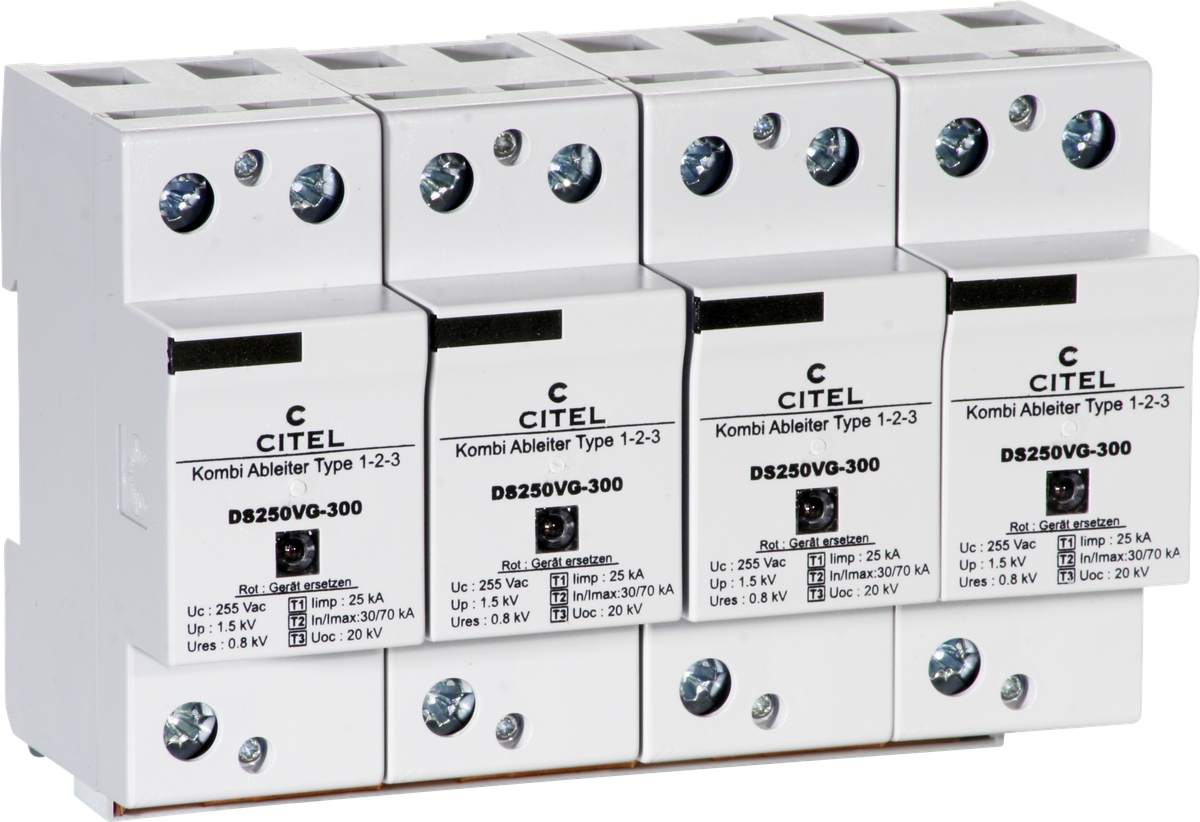 Blitzstromableiter DS 250VG Typ 1+2+3, 4-polig