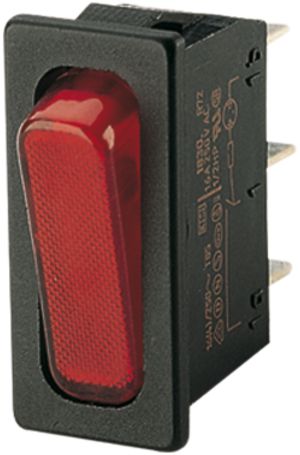 EB-Leuchtwippenschalter Novitronic, 20A/250V 0/1L, Taste rot, schwarz