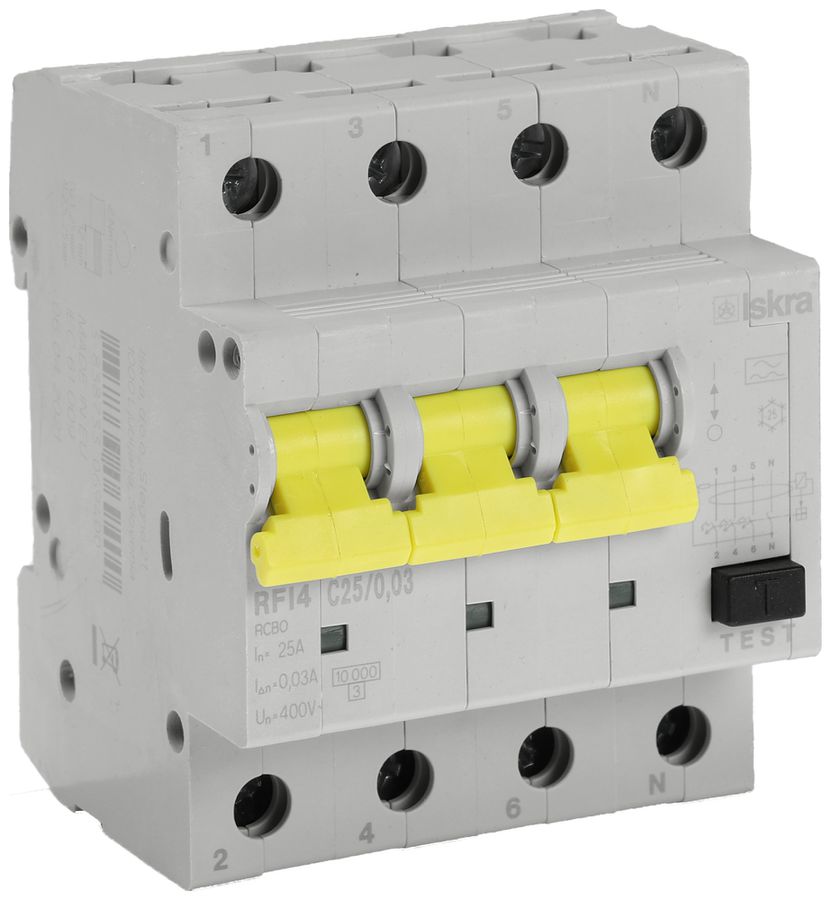 Disgiuntore differenziale ISKRA RFI4 4P caratteristica C 25A 0.03A tipo A 4UM