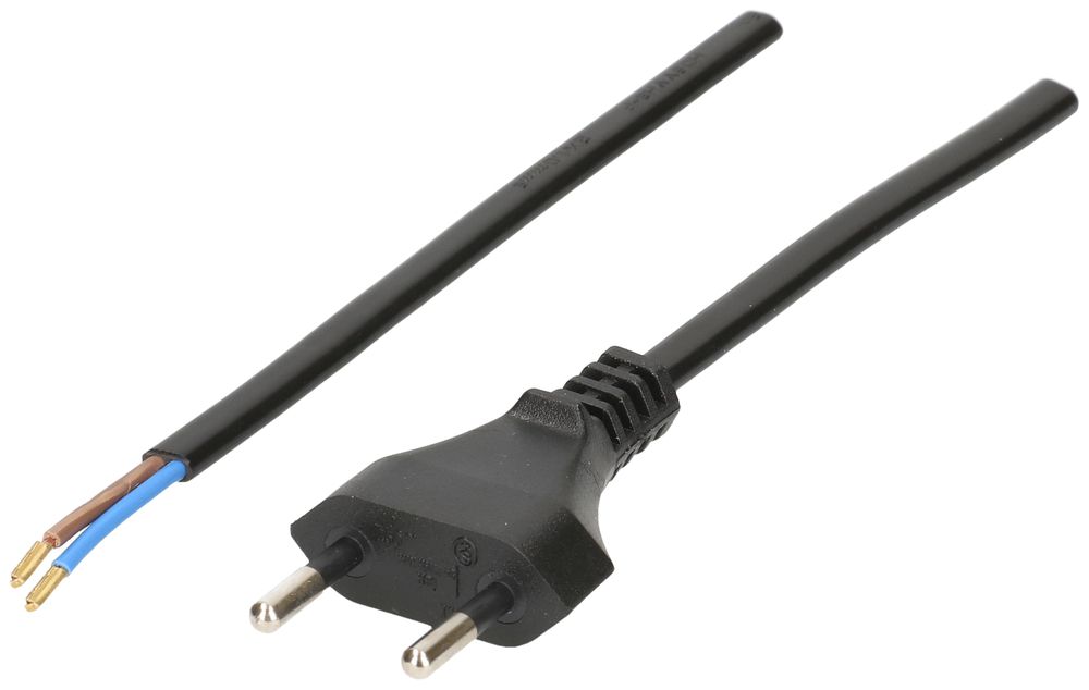 Apparate-Flachkabel Tdf 2×1mm² 2m schwarz Stecker T11