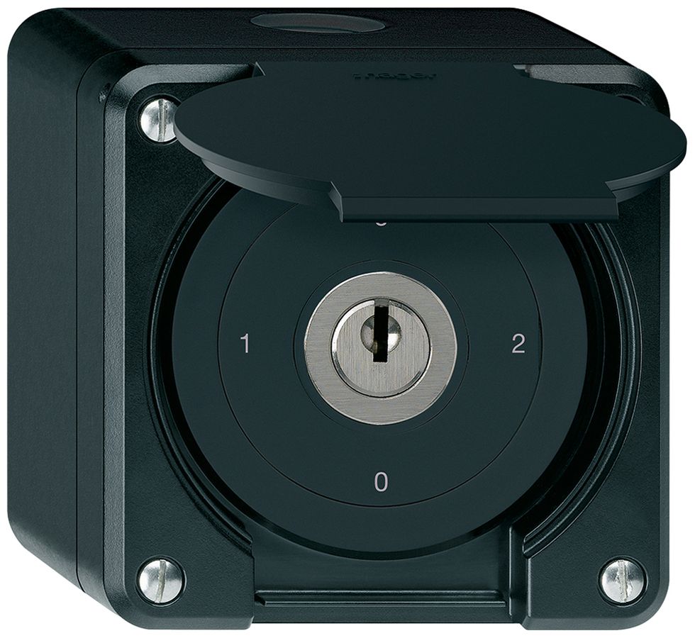 AP-Steckschlüsselschalter robusto IP55 mit Klappdeckel S2/1P schwarz