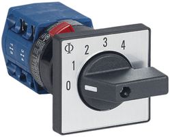 EB-Drehschalter K&N, 20A/690V -/1L, Griff sz, 48×48mm, Ø22.5mm, "0-1-2-3-4"