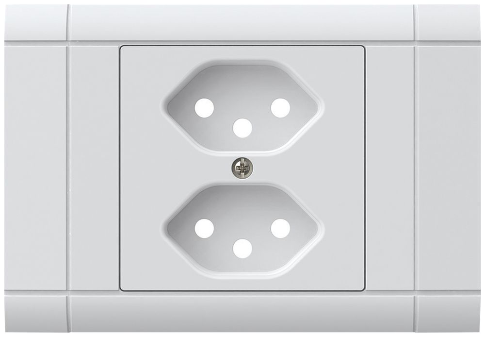 EB-Frontset kallysto für Einbausteckdose 2×Typ 13 Abdeckrahmen steckbar weiss
