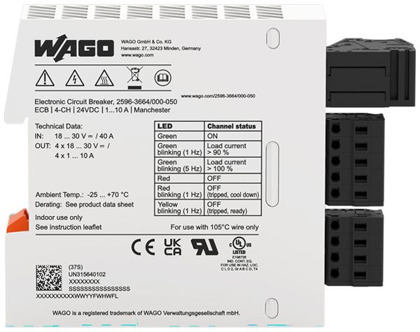 Disgiuntore elettronico WAGO Manchester 1…10A 4 canali