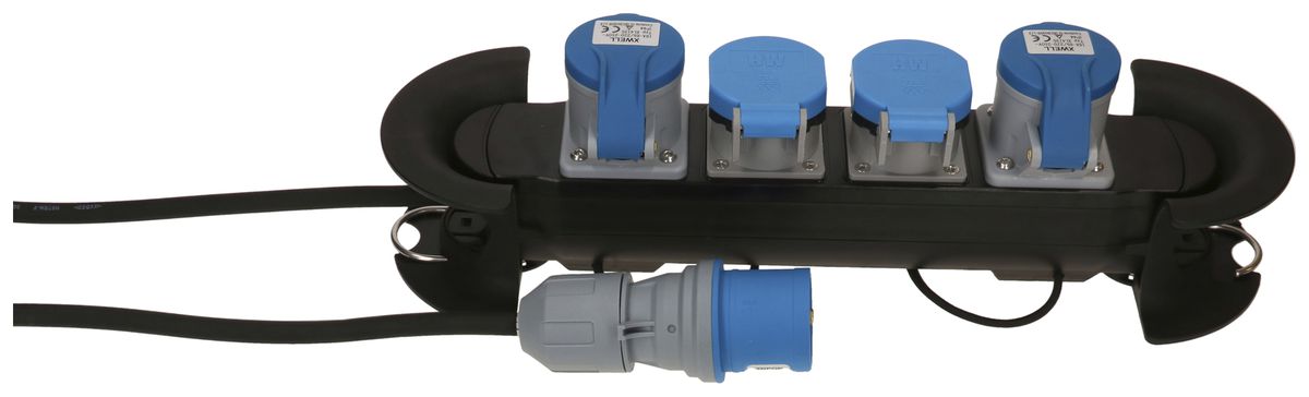 Prise multiple MAX HAURI Construct Line 5m 2×T23 2×CEE16 IP55 90° schwarz