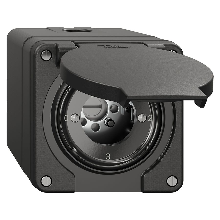 Interruttore rotativo NAP NEVO, 5/2L, senza cilindro, KS, 0-1-2-3, nero