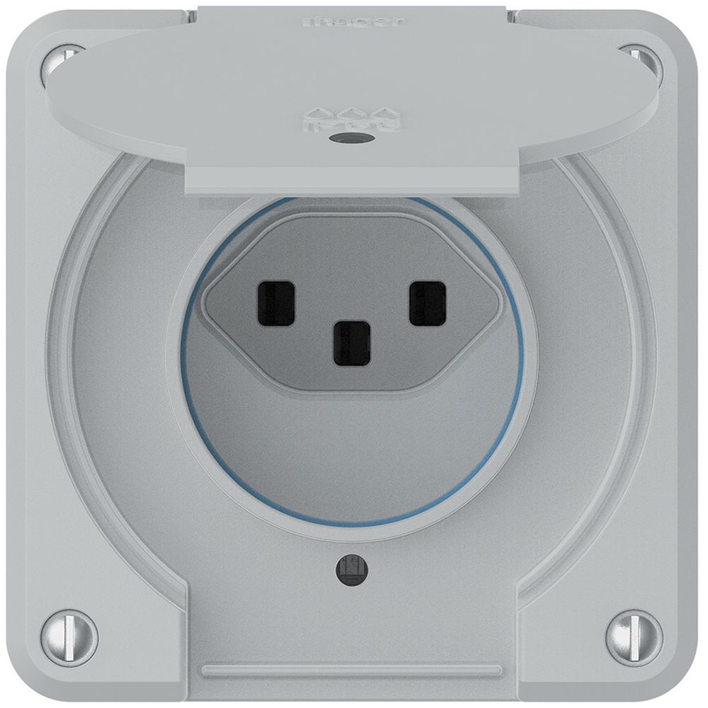 Prise robusto 1×type 23 lumineux IP55 gris clair