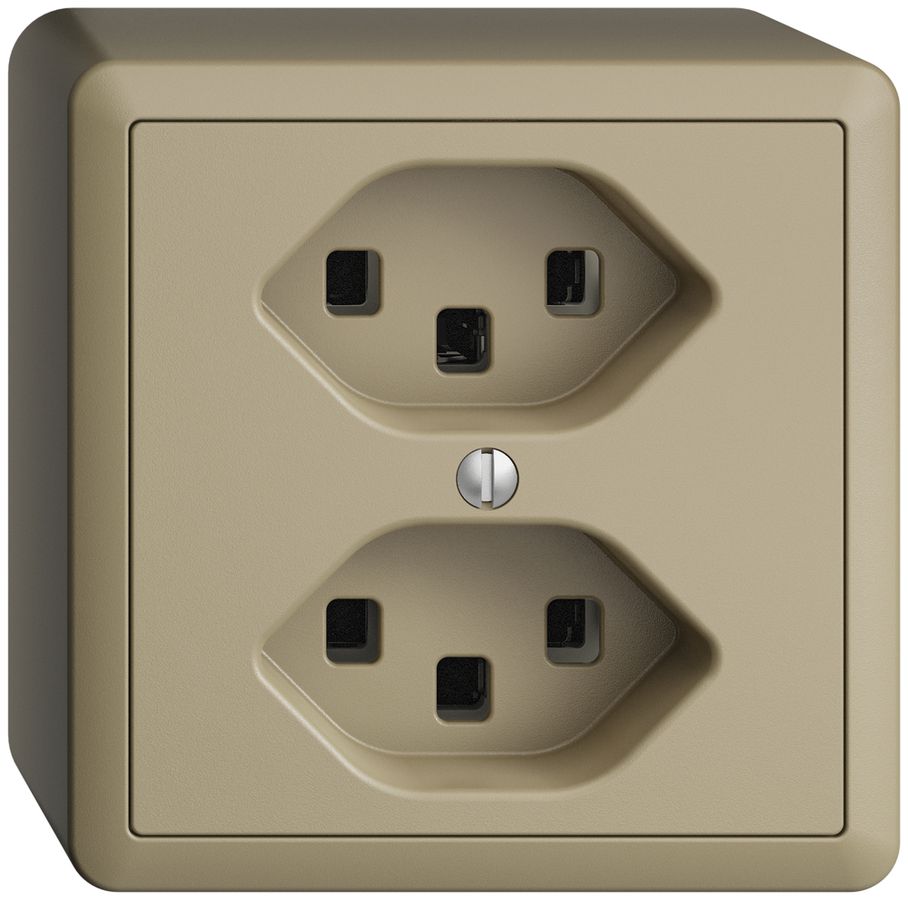 AP-Steckdose 2×T23 16A EDIZIOdue sand, mit Steckklemmen