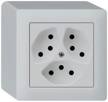 AP-Steckdose kallysto 3×T13 hellgrau mit Kinderschutz
